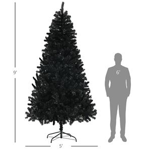 Albero di Natale Artificiale Nero Non Illuminato da 2,7 m con 2132 Punte di Rami, Base in Acciaio ad Apertura Automatica - Albero di Natale da Interno in PE con Luci LED - Product Image 3
