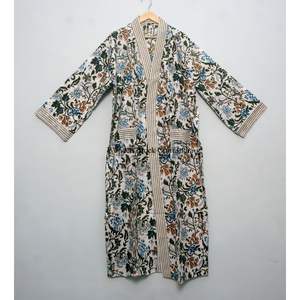Handmade <b>Women</b> Floor-Length <b>Kimono</b> Cotton Robe Floral Print Washable Comfortable Nightwear Dress Bridesmaid Gown Beachwear - Product Image 1