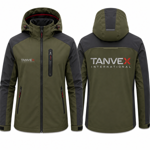 TANVEX INTERNATIONAL Men's <b>Red</b> Eco-Friendly Streetwear <b>Waterproof</b> SoftShell <b>Jacket</b> Sporty Winter Outdoor Wear Zipper Closure - Product Image 3