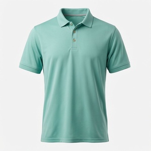 Polo à manches courtes vert menthe pour homme, 100% coton, tissu Oxford respirant, coupe décontractée, design uni, style tissé - Product Image 1