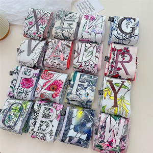 Luxury Floral Print Tie Painting Silk Scarf Long Skinny <b>Ribbon</b> Bag Handle Wrap Spring Floral Neckerchief Designer Hairband - Product Image 4