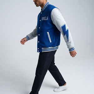Veste universitaire Dumela pour homme, bleu gris, logo brodé sur le devant, coupe classique, vêtements d'extérieur décontractés pour l'hiver, coupe-vent - Product Image 6