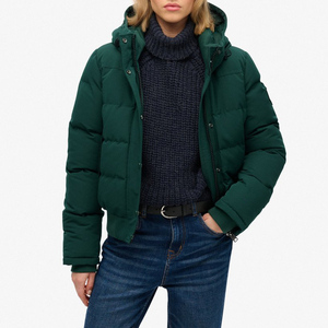 Chaqueta Acolchada con Capucha para Mujer, Cierre de Cremallera, Color Sólido, Ropa de Invierno, Relleno Grueso de Poliéster - Product Image 3