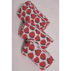 Lavinas Fashion Quilted Cotton Waterproof Durable Strawberry Pouch Makeup Bag Travel Cosmetic Organizer for <b>Case</b> Cute Zipper - Product Image 5