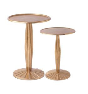Ensemble de tables d'appoint Art Déco en laiton, base géométrique ronde, décoration de salon intérieur, design durable - Product Image 3