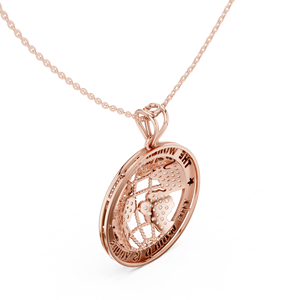 18K Rose Gold Lab Grown Diamond Luxury Diamond World <b>Map</b> Pendant Necklace in Rose Gold The World Is Yours Design - Product Image 3