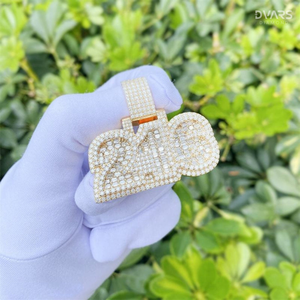 VVS Moissanite Iced Luxury Certified Men's Two Tone 925 Sterling <b>Silver</b> Hip Hop Jewelry Custom Number Name <b>Initial</b> Logo <b>Pendant</b> - Product Image 5