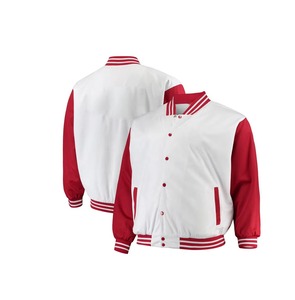 New Wholesale Custom Logo Men's <b>Canvas</b> Stand Collar Front Logo Varsity <b>Jacket</b> Bomber Letterman College Plus Size Baseball - Product Image 2