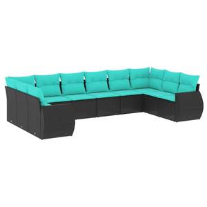 Juego de Sofás de Patio de 10 Piezas en Poliratán Negro con Cojines, Elegante Colección de Muebles para Exteriores - Product Image 2
