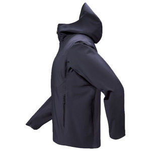 <b>Men's</b> Fleece Stand Collar Hooded <b>Jacket</b> Breathable <b>Denim</b> Winter Water Resistant Reflective Printing Softshell <b>Jacket</b> For <b>Men's</b> - Product Image 2