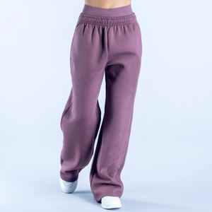 Pantalon de survêtement en molleton respirant pour femme, coupe droite, taille élastique, polyester/coton, idéal pour l'hiver, vente en gros personnalisée, style streetwear - Product Image 5