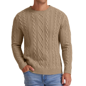Pull en tricot personnalisé décontracté pour homme, tricot en coton, pull uni, col rond, manches longues, pulls pour homme - Product Image 1
