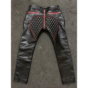 Pantalon en cuir matelassé pour homme, pantalon en cuir de motard sur mesure, coupe slim, pantalon de moto en cuir véritable, pantalon de mode en cuir - Product Image 3