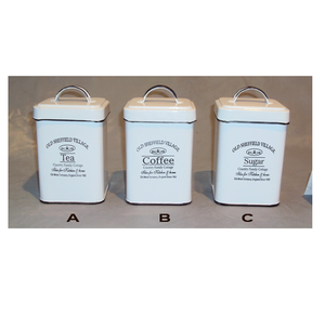 Juego de Recipientes Modernos para Té, Café y Azúcar, Estilo Sheffield Village, Rectangulares, de Madera Blanca Pintada a Mano, Ecológicos - Product Image 3