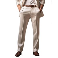 Pantalon de costume blanc pour homme, coupe slim, luxueux, de qualité supérieure, extensible, coupe droite, style chino.
