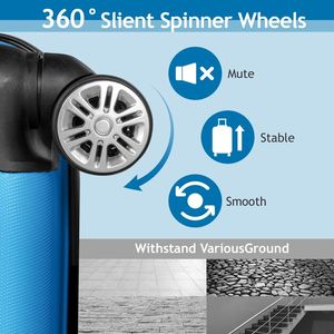 Set di Valigie 3-in-1 con Strisce Verticali Curve in Alluminio con Serratura TSA - Leggero e Alla Moda in Blu Reale - Product Image 4