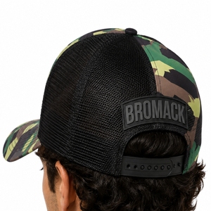 Casquette Trucker Unisexe Personnalisable Motif Camouflage Toile Noire Dos en Maille Éponge Patch Avant Visière Courbe Fermeture Snapback Réglable - Product Image 5