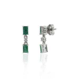925 Sterling Silver Octagon Cut 100% Authentic Emerald & Diamond Drop Stud <b>Earrings</b> For Women's <b>Fine</b> Jewelry - Product Image 5