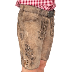 Shorts en cuir bavarois personnalisés pour hommes, 100% daim de chèvre, brodés, respirants, style streetwear pour les saisons d'automne - Product Image 2
