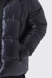 Veste matelassée d'hiver respirante et coupe-vent de haute qualité, imperméable, en nylon, avec capuche amovible à cordon de serrage et poignets élastiqués - Product Image 3