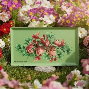 Plateau à bibelots rectangulaire moderne en métal, motif Lion Fleur, 10*16.5CM, émail transparent, durable, sans BPA, multifonctionnel, à suspendre, très demandé - Product Image 2