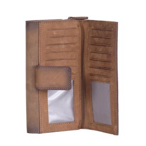 Ladies Hunter Vintage Leather Clutch Wallets Custom Logo Emboss Bulk Wholesale Coin <b>Purses</b> ID Card Holder RFID Multiple Sleeves - Product Image 2