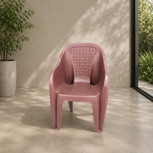 Fauteuil à bascule moderne, durable, écologique et imperméable en plastique avec rembourrage en mousse et boutons, idéal pour hôtels, salles à manger et appartements (compatible tapis) - Product Image 3