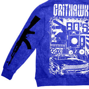 Sudadera con Capucha Ride Or Die para Hombre, Azul, Estilo Urbano, Estampada, de Algodón, con Patrón Geométrico, Logotipo Frontal, Corte Regular, para Otoño - Product Image 4