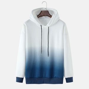 เสื้อฮู้ดผู้ชายไล่เฉดสีแบบ Dip Dye ทรงปกติ ผ้าถัก สวมใส่สบายๆ สำหรับฤดูใบไม้ร่วง - Product Image 1
