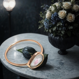 Bague en tourmaline pastèque plaquée or pour femmes, sertie en bézel de style ethnique, pour mariages, éternité vermeil, bagues tendance - Product Image 2