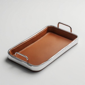 Plateau de rangement en cuir de qualité supérieure, conçu pour les mariages et Diwali – Idéal pour organiser montres, clés, portefeuilles et accessoires – Design moderne et léger - Product Image 1
