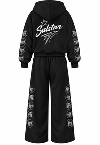 Custom Black Tracksuit Set 2 Piece Hoodie & <b>Wide</b> <b>Leg</b> Pants Unisex Casual Sportswear Tracksuit Custom Logo Printed <b>Jogger</b> Set - Product Image 4