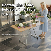 Table pliante de glamping pour l'extérieur - Portable en aluminium et bambou pour pique-nique, repas, cour et balcon, camping