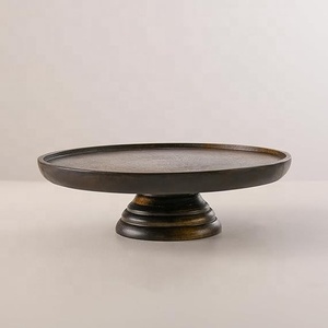 Support à gâteau en bois de manguier avec finition marron riche Présentoir sur pied élégant Artisanat durable Parfait pour le service de dessert et la décoration intérieure - Product Image 1