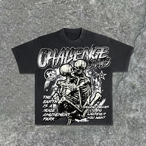 เสื้อยืดผู้ชายแบบสั่งทำพิเศษ ผ้าหนา พิมพ์ลายกราฟิก ทรงปกติ แขนกุด เนื้อผ้านุ่ม 100% ผ้าฝ้าย 250 กรัม พิมพ์ลายโครงกระดูก สไตล์โกธิค แบบเรโทร - Product Image 2