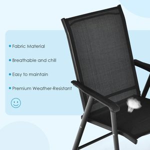 Ensemble de 2 chaises pliantes ergonomiques avec accoudoirs pour patio extérieur, pour le camping - Product Image 2