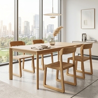 Chaise de salle à manger moderne et portable en teck massif, avec dossier incurvé en bois naturel et assise à lattes, chaise d'appoint de cuisine pour la maison