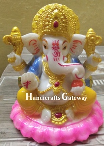 Estatua de Ganesha de Mármol Blanco Hecha a Mano, de la mejor calidad, con Murti Sentado, de Uttar Pradesh, para Acción de Gracias y Uso Multipropósito - Product Image 2