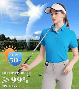 Camisa Polo Casual de Otoño para Mujer, Corte Ajustado, 4 Botones, Manga Larga, 220 GSM, Algodón/Poliéster Jersey, OEM, Azul - Product Image 2