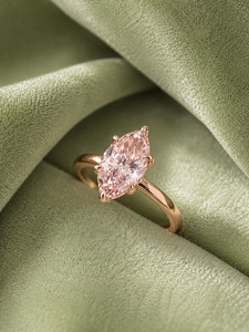 Anillo Solitario de Diamante Cultivado en Laboratorio con Corte Pera Rosa, Chapado en Oro de 14K, Certificado IGI, Engaste Pavé, Joyería Fina, Regalo de Compromiso o Boda - Product Image 2