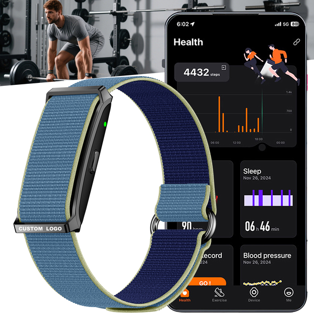 Wholesale ETQ05 Screenless Health Band 24H Heart Rate Blood Oxygen Blood Pressure Sleep Tracking Call Reminder 127 Fashion