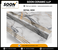 Carreaux de Porcelaine Émaillée Effet Marbre Brillant 600x600mm Luxe Moderne, Accents Briques Réfractaires, Antibactériens, Antidérapants pour Murs et Sols