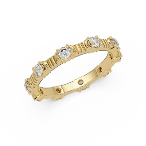 Anillo de eternidad vintage de oro de 14K con diamantes redondos brillantes cultivados en laboratorio, banda de boda acanalada, anillo apilable texturizado, venta al por mayor - Product Image 3