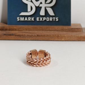 Interlocked Chain Design Copper <b>Magnetic</b> Therapy <b>Ring</b> Handmade Braided Artisan Antique Modern Adjustable Unisex Statement - Product Image 5