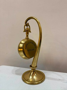 Traditional Brass <b>Desk</b> <b>Clock</b> Circular Design Quartz Movement Battery Operated Silent Non Ticking Hourly Chiming - Product Image 3