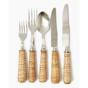 <b>Vintage</b> Design Stainless Steel <b>Cutlery</b> <b>Set</b> With Natural Wood Handles Wood Flatware Dining Utensils Tableware For Home & Hotels - Product Image 3