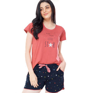 Ensemble deux pièces décontracté d'été en satin grande taille pour femme, haut à manches courtes et short léger et respirant - Product Image 2