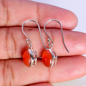 2026 Best Selling Trending Carnelian Good Quality Gemstone Pure S925 Sterling Silver Hook Earrings Fine Dainty Jewelry For Women - Product Image 5