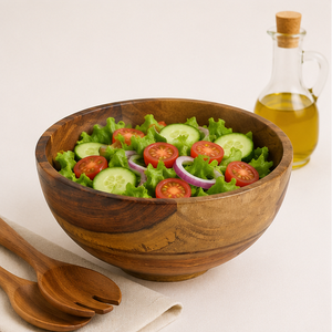 Luxury Acacia Wood Salad <b>Bowl</b> <b>Large</b> Solid Wood Serving <b>Bowl</b> for Fruits and Snacks Eco-Friendly Minimalist Kitchenware - Product Image 2
