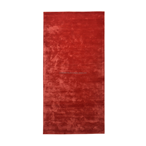 Alfombra Moderna de Lana Roja Sólida, Hecha a Mano, de Lujo, Minimalista, de Pelo Cortado de Alta Densidad, Rectangular - Product Image 1